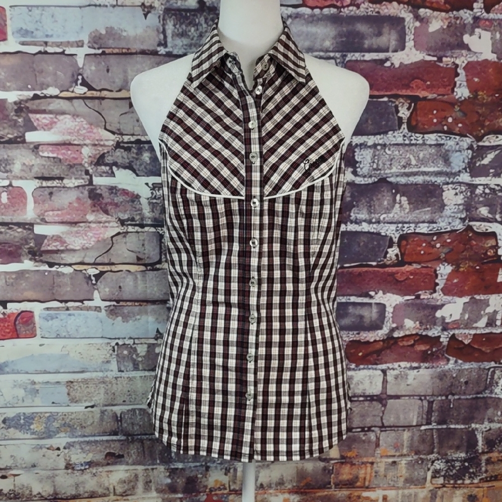 Guess Plaid Halter Top